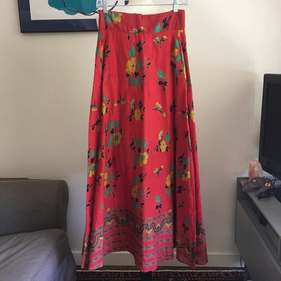 Bright and Floral 100% Cotton Maxi Skirt by 'What Goes Around Comes Around' - Picture 1 of 15